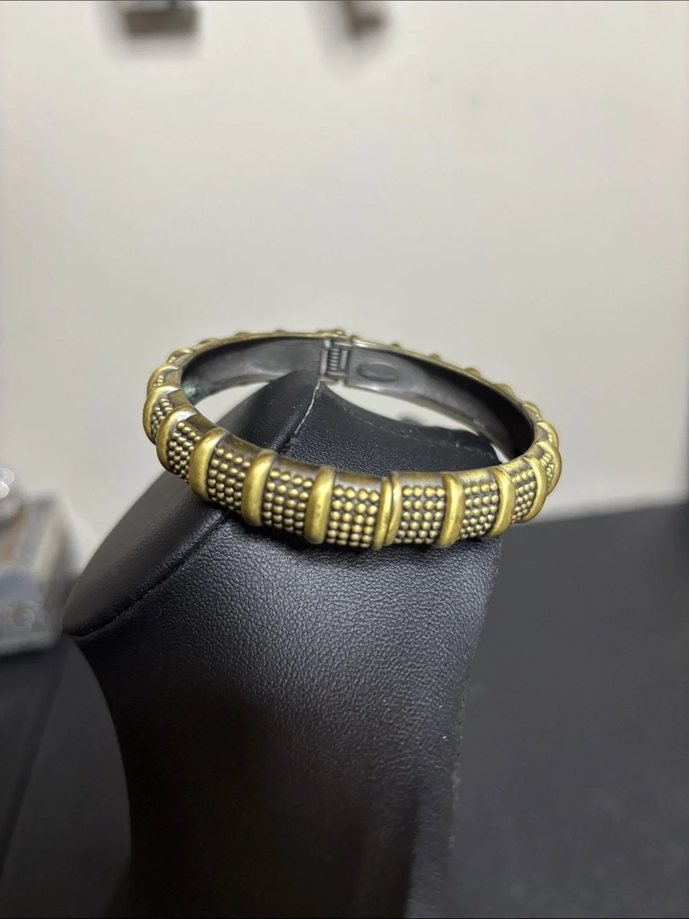 Vintage Cookie Lee Gold-Tone Textured Dome Bangle Clamper Bracelet Jewelry